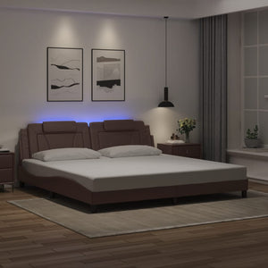 Bettgestell Viana Braun 200x200 cm mit LED