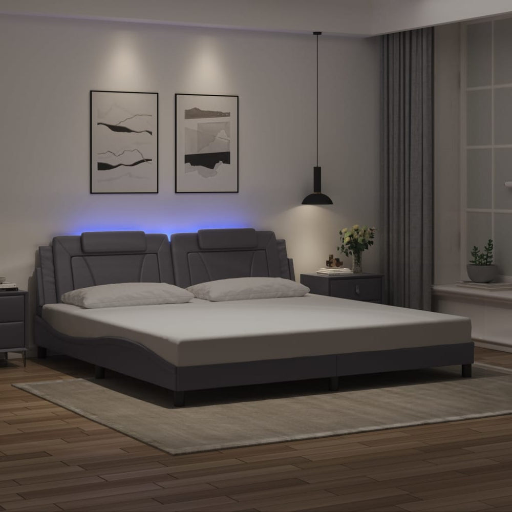 Graues LED-Bettgestell 200x200 cm