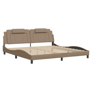 Bettgestell Viana 200x200 cm mit LED Cappuccino-Braun