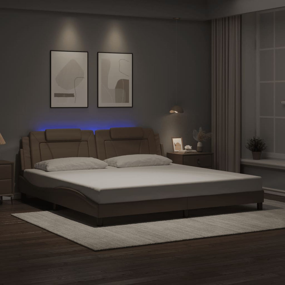 Bettgestell Viana 200x200 cm mit LED Cappuccino-Braun