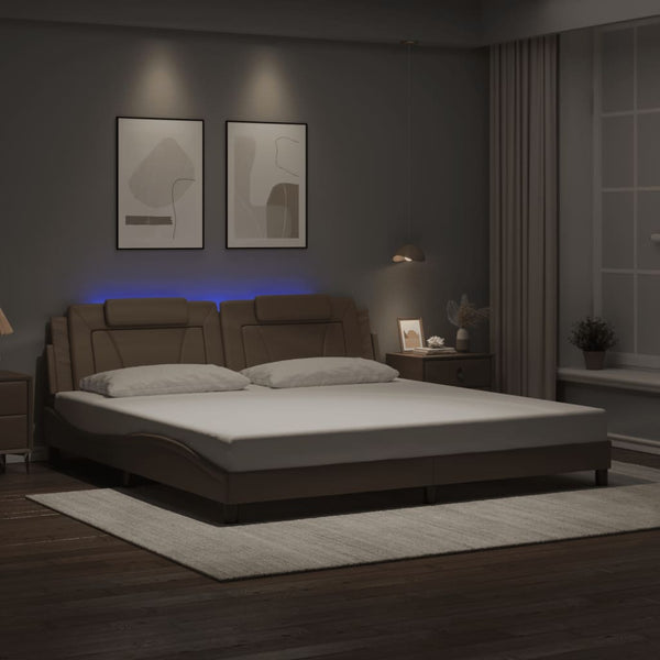 Bettgestell Viana 200x200 cm mit LED Cappuccino-Braun