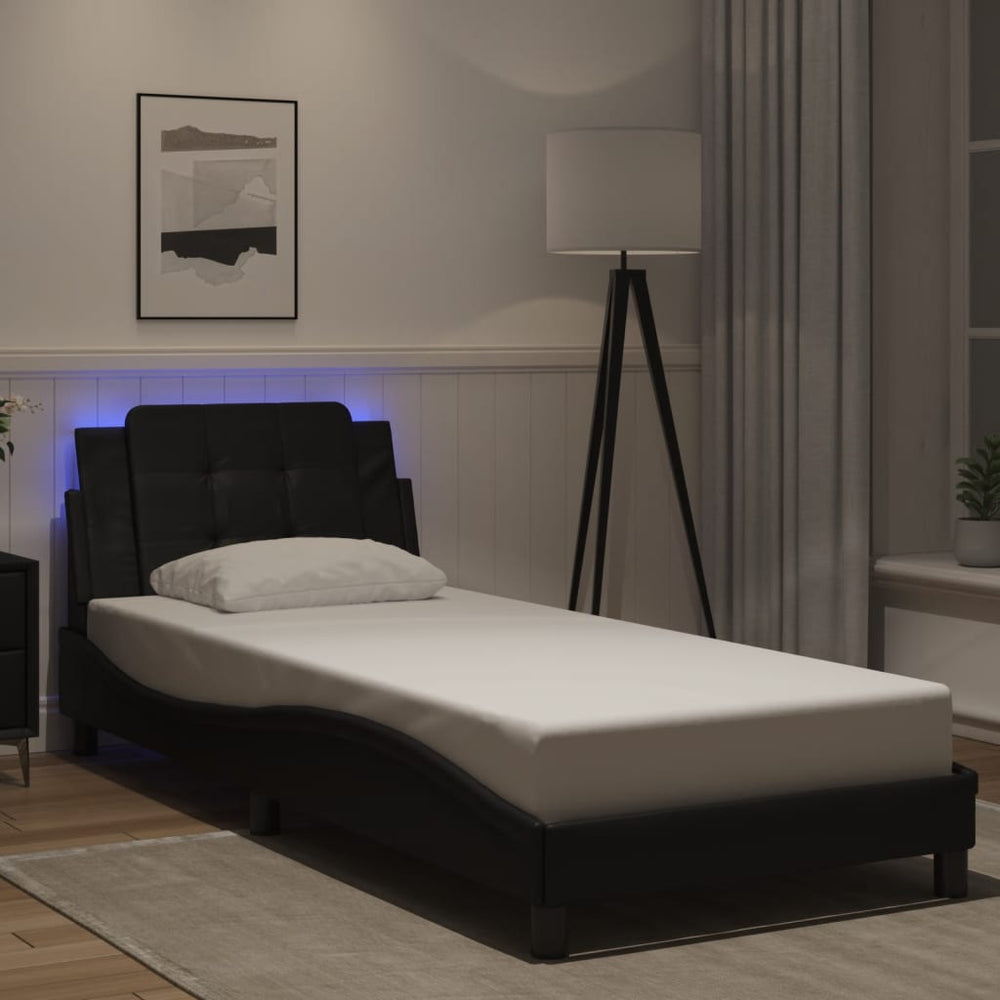 Bettgestell mit LED Schwarz 80x200 cm
