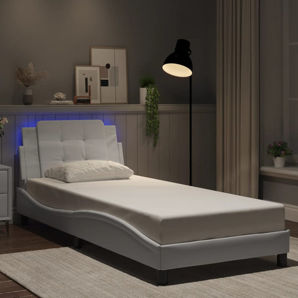 Bettgestell Weiß mit LED 80x200 cm