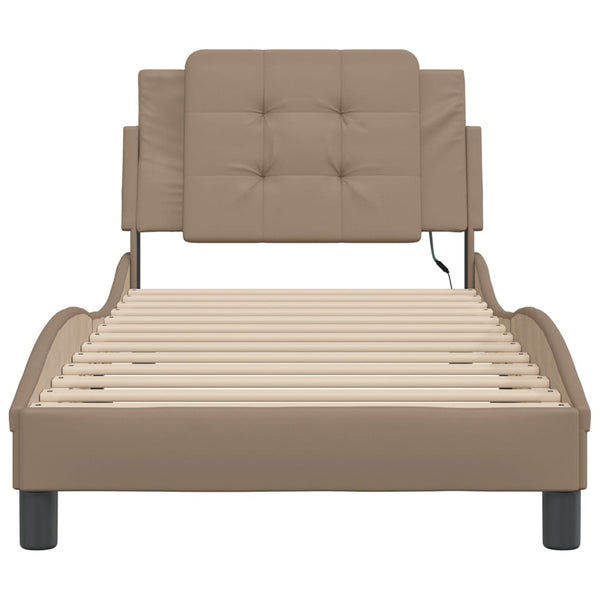 vidaXL LED Bed Frame without Mattress "Zadar" Cappuccino Brown 80x200 cm