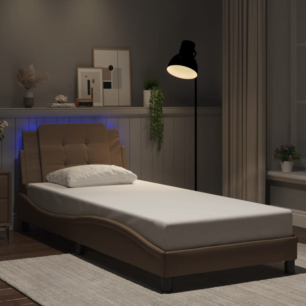 vidaXL LED Bed Frame without Mattress "Zadar" Cappuccino Brown 80x200 cm