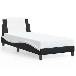 vidaXL Bed Frame with LED, without Mattress "Zadar" Black and White 80x200 cm
