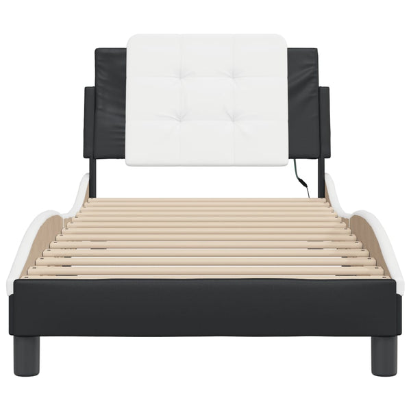 vidaXL Bed Frame with LED, without Mattress "Zadar" Black and White 80x200 cm