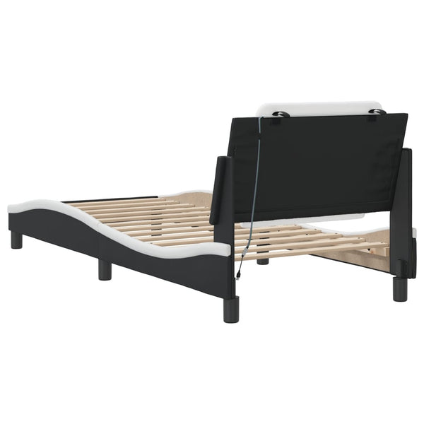 vidaXL Bed Frame with LED, without Mattress "Zadar" Black and White 80x200 cm