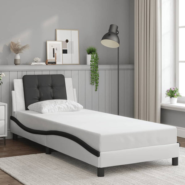 vidaXL LED Bed Frame without Mattress "Zadar" White and Black 80x200 cm