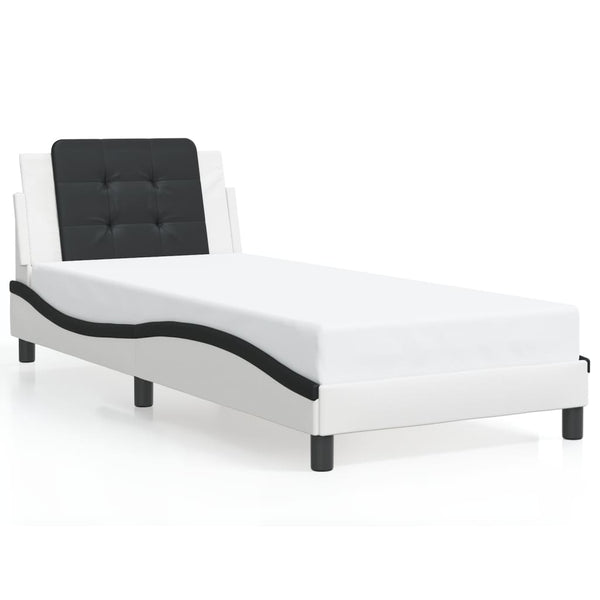 vidaXL LED Bed Frame without Mattress "Zadar" White and Black 80x200 cm