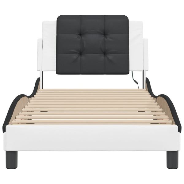 vidaXL LED Bed Frame without Mattress "Zadar" White and Black 80x200 cm