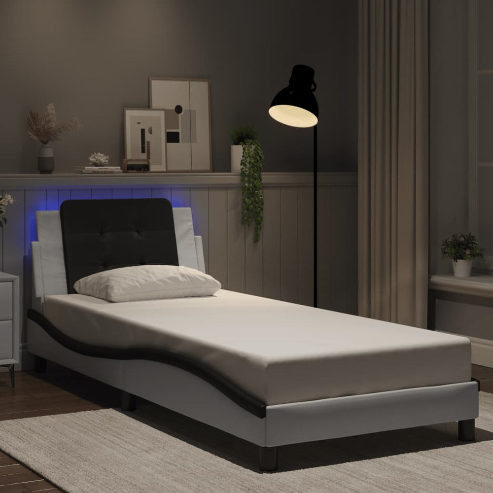 vidaXL LED Bed Frame without Mattress "Zadar" White and Black 80x200 cm