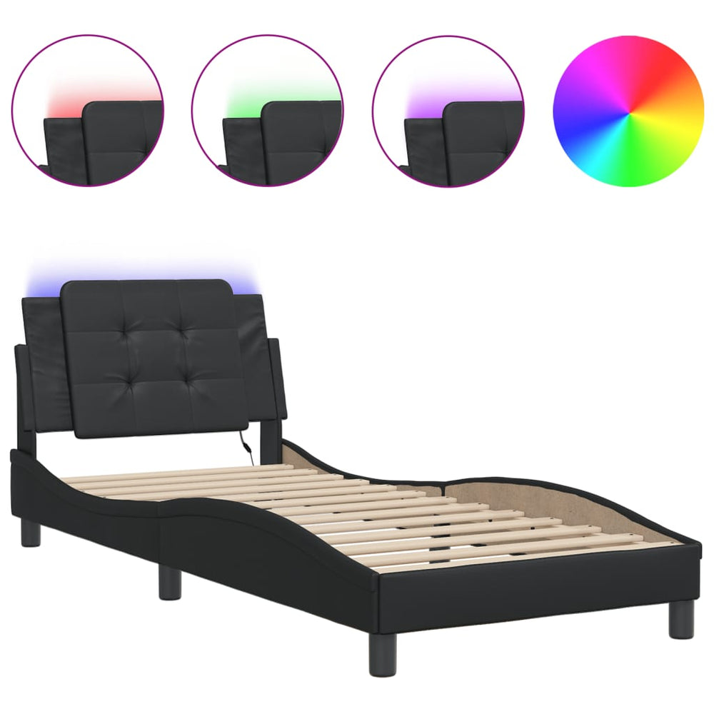vidaXL LED Bed Frame without Mattress "Zadar" Black 90x190 cm