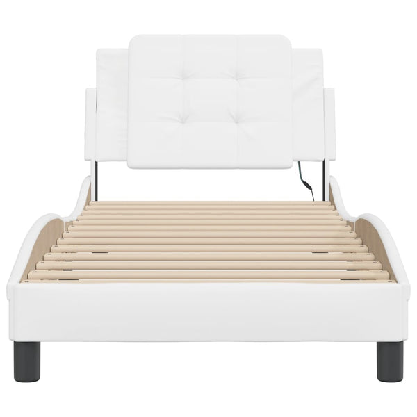 vidaXL LED Bed Frame without Mattress "Zadar" White 90x190 cm