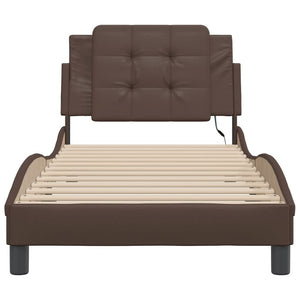 vidaXL LED Bed Frame without Mattress "Zadar" Brown 90x190 cm
