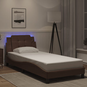 vidaXL LED Bed Frame without Mattress "Zadar" Brown 90x190 cm