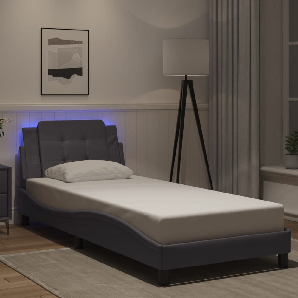 vidaXL LED Bed Frame without Mattress "Zadar" Grey 90x190 cm