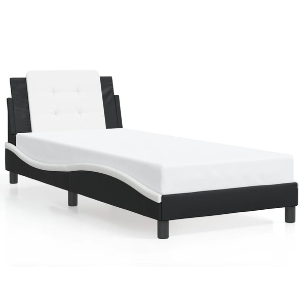 vidaXL LED Bed Frame without Mattress "Zadar" Black and White 90x190 cm