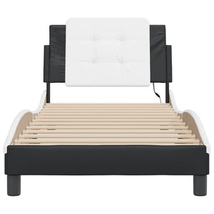 vidaXL LED Bed Frame without Mattress "Zadar" Black and White 90x190 cm