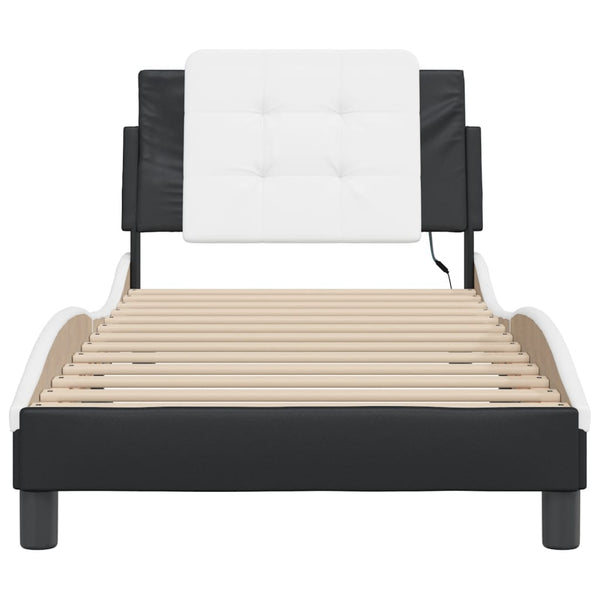 vidaXL LED Bed Frame without Mattress "Zadar" Black and White 90x190 cm