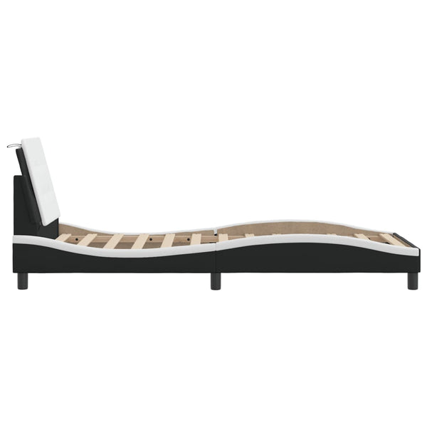vidaXL LED Bed Frame without Mattress "Zadar" Black and White 90x190 cm