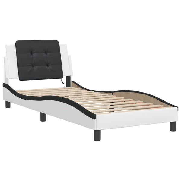 vidaXL LED Bed Frame without Mattress "Zadar" White and Black 90x190 cm