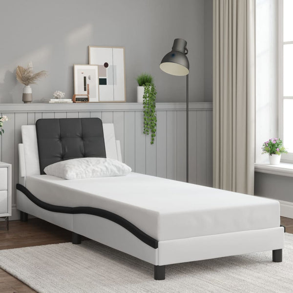 vidaXL LED Bed Frame without Mattress "Zadar" White and Black 90x190 cm