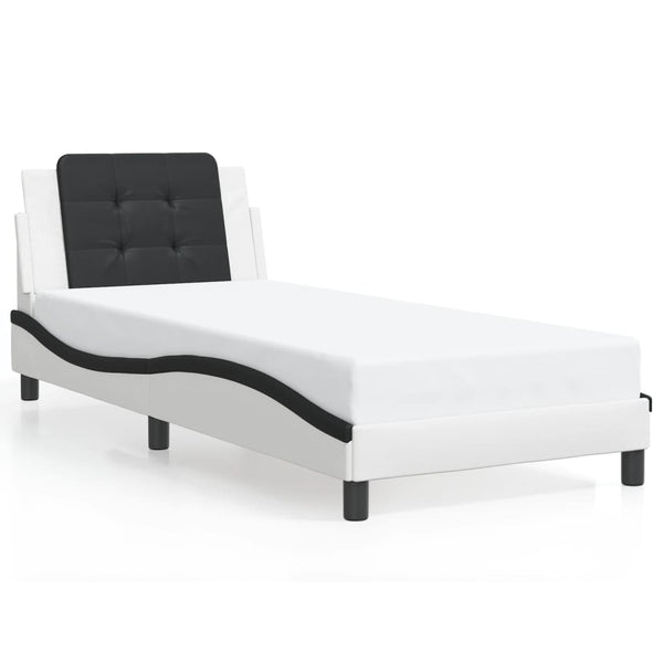vidaXL LED Bed Frame without Mattress "Zadar" White and Black 90x190 cm