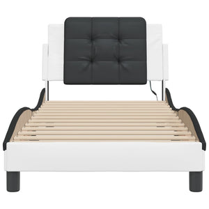 vidaXL LED Bed Frame without Mattress "Zadar" White and Black 90x190 cm