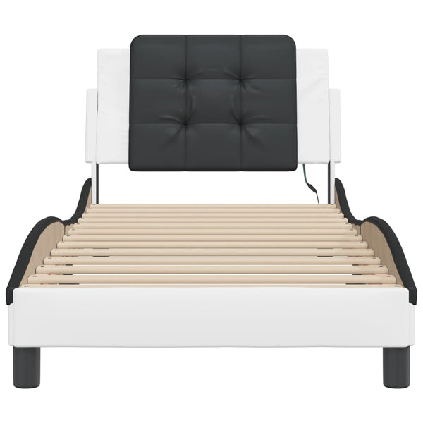 vidaXL LED Bed Frame without Mattress "Zadar" White and Black 90x190 cm