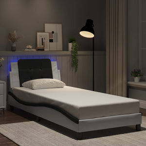 vidaXL LED Bed Frame without Mattress "Zadar" White and Black 90x190 cm