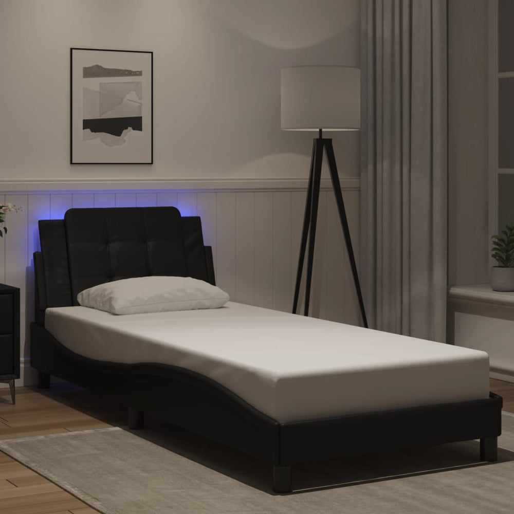 vidaXL LED Bed Frame without Mattress "Zadar" Black 90x200 cm