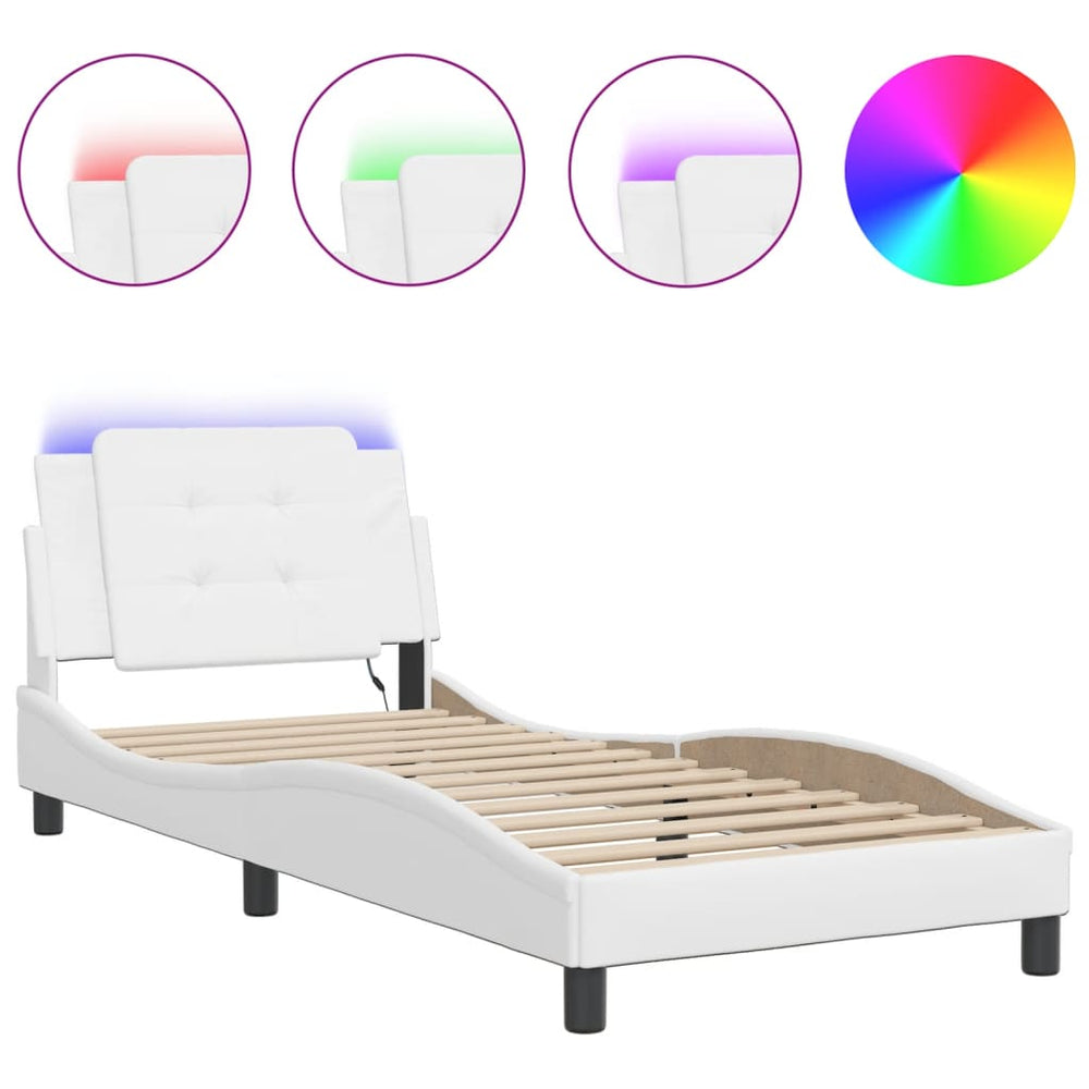 vidaXL LED Bed Frame without Mattress "Zadar" White 90x200 cm