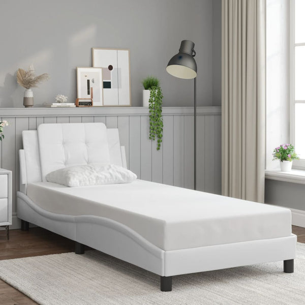 vidaXL LED Bed Frame without Mattress "Zadar" White 90x200 cm