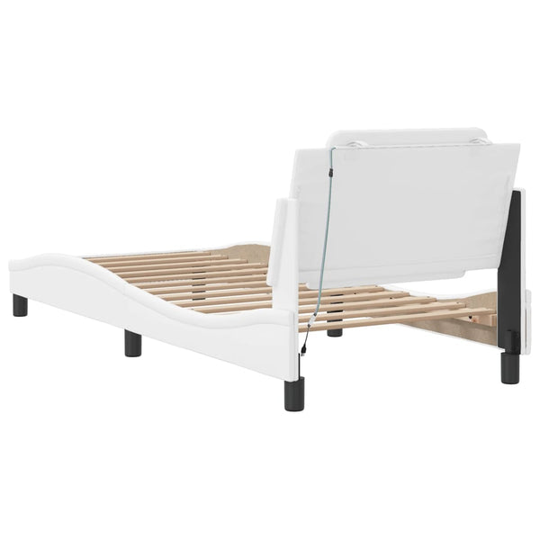 vidaXL LED Bed Frame without Mattress "Zadar" White 90x200 cm