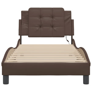 vidaXL LED Bed Frame without Mattress "Zadar" Brown 90x200 cm