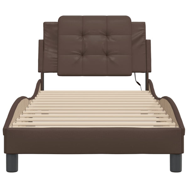 vidaXL LED Bed Frame without Mattress "Zadar" Brown 90x200 cm
