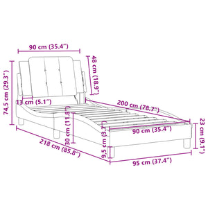 vidaXL LED Bed Frame without Mattress "Zadar" Grey 90x200 cm