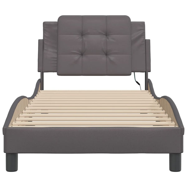 vidaXL LED Bed Frame without Mattress "Zadar" Grey 90x200 cm