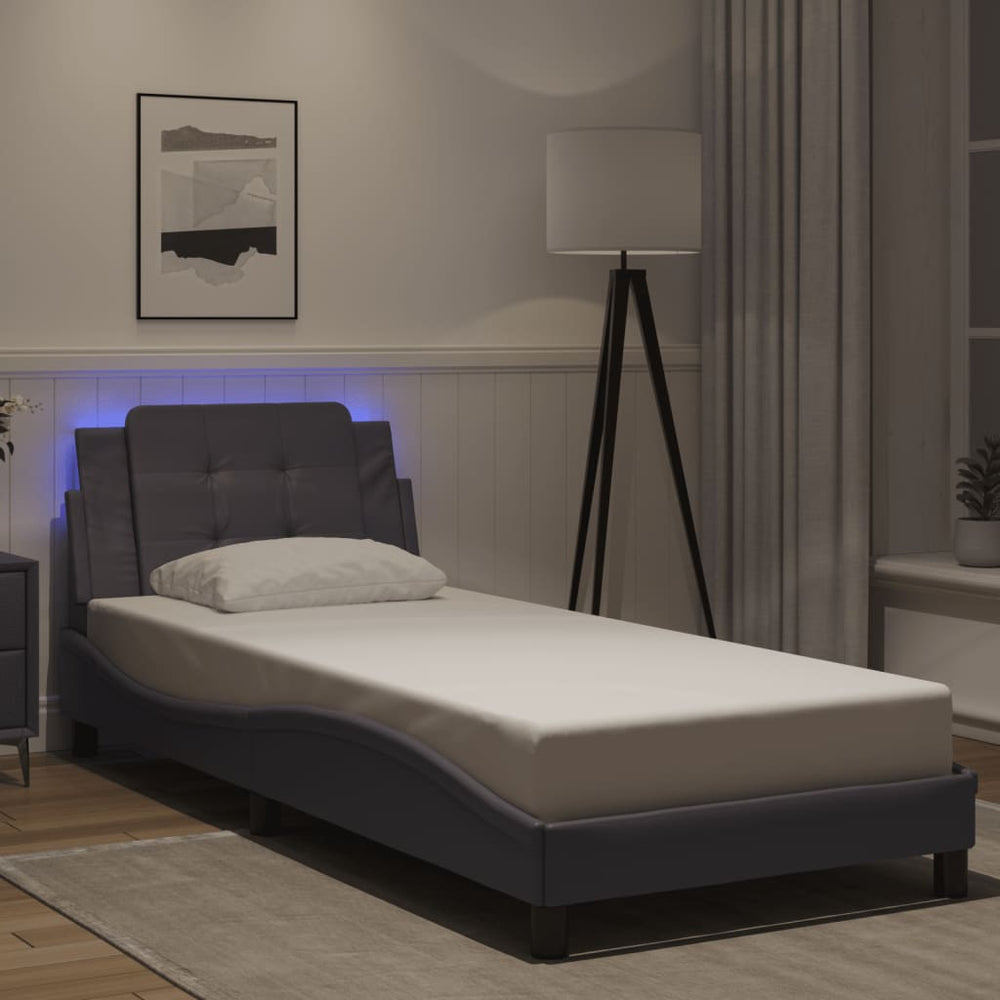 vidaXL LED Bed Frame without Mattress "Zadar" Grey 90x200 cm