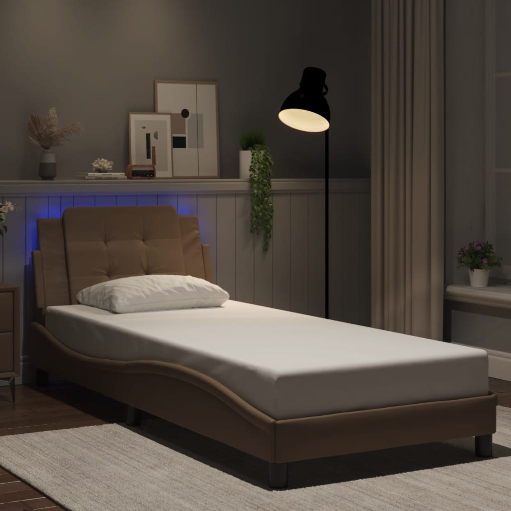 vidaXL LED Bed Frame without Mattress "Zadar" Cappuccino Brown 90x200 cm