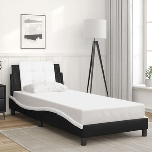 vidaXL LED Bed Frame without Mattress "Zadar" Black and White 90x200 cm