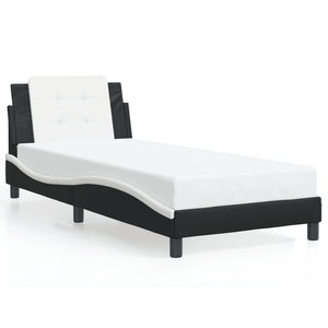 vidaXL LED Bed Frame without Mattress "Zadar" Black and White 90x200 cm