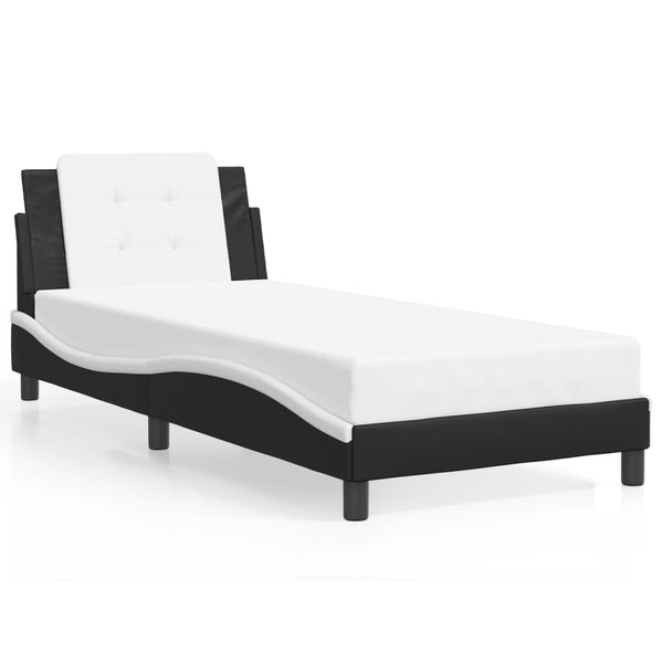 vidaXL LED Bed Frame without Mattress "Zadar" Black and White 90x200 cm