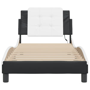 vidaXL LED Bed Frame without Mattress "Zadar" Black and White 90x200 cm