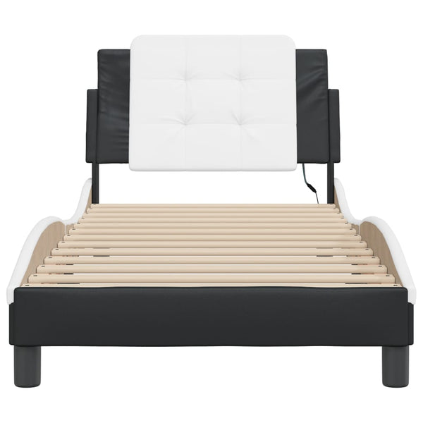 vidaXL LED Bed Frame without Mattress "Zadar" Black and White 90x200 cm
