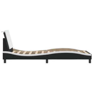 vidaXL LED Bed Frame without Mattress "Zadar" Black and White 90x200 cm