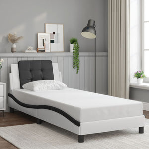 vidaXL LED Bed Frame without Mattress "Zadar" White and Black 90x200 cm