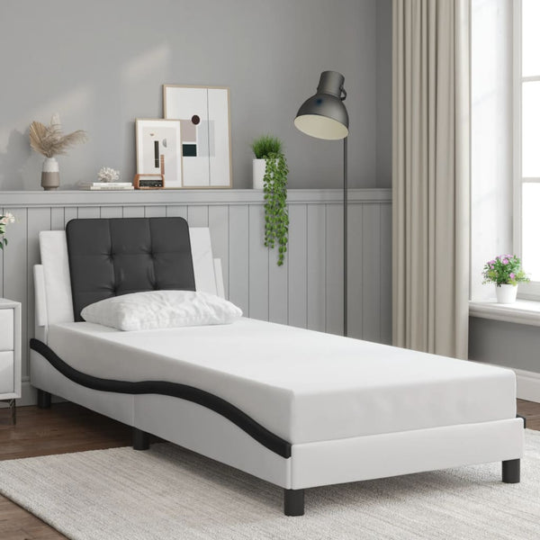vidaXL LED Bed Frame without Mattress "Zadar" White and Black 90x200 cm