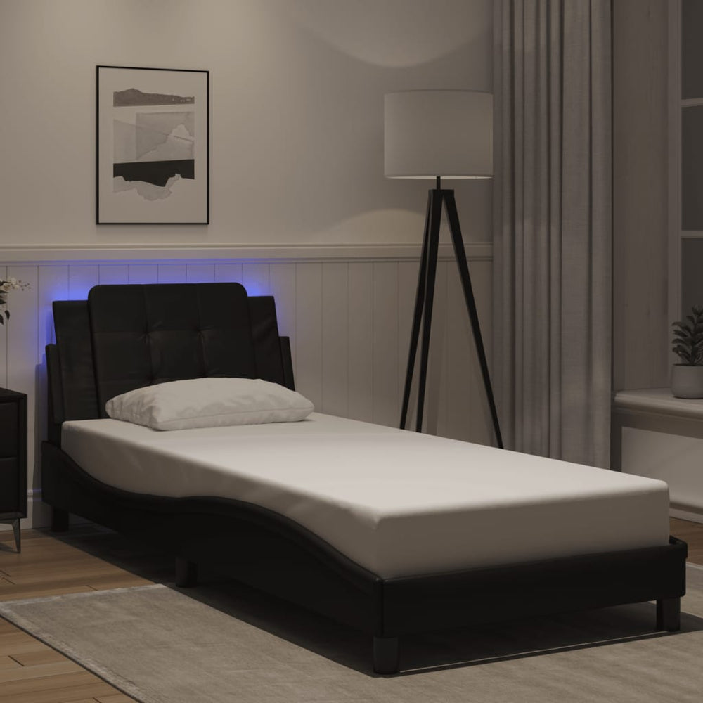 vidaXL LED Bed Frame without Mattress "Zadar" Black 100x200 cm